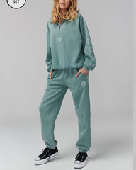 Embroidered Hoodie Pant Set Classic Tracksuit -Green