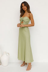 Strapless Backless Vacation Maxi Dresses - Green