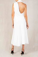 High Neck Sleeveless Backless Slit Prom Midi Dresses