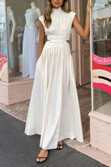 Stand Collar Sleeveless Open Waist Dress Maxi Dresses