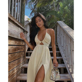 Vacation Wrap V-Neck Slit Maxi Dresses