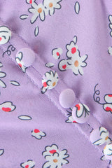 Floral Print Button Ruffle Vacation Sleeveless A-Line Mini Dresses-Purple