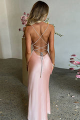 Tied Up Backless Cami High Slit Maxi Gown Dresses