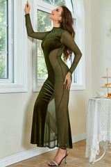 Y2K Fashions Velvet Mesh Patchwork Long Sleeve Gown Maxi Dresses