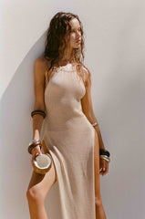 Knit Sleeveless Slit Maxi Dresses