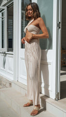 Two Piece Pleated Halter Pant Set