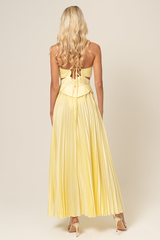 Cutout A-Line Pleated Hem Spaghetti Strap Maxi Dresses-Yellow