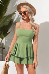 Cami Boat Neck Backless Cutout Bow Knotted Tiered Ruffle White Mini Dresses