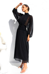 Floaty Mesh Long Sleeve Maxi Dresses
