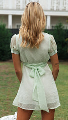 V Neck Solid Color Short Sleeve Mini Dresses