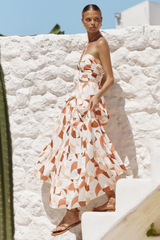 Vacation Halterneck Print Maxi Dresses
