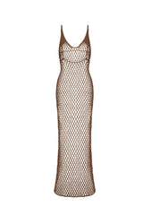 Beach Knit V Neck Crochet Maxi Dresses