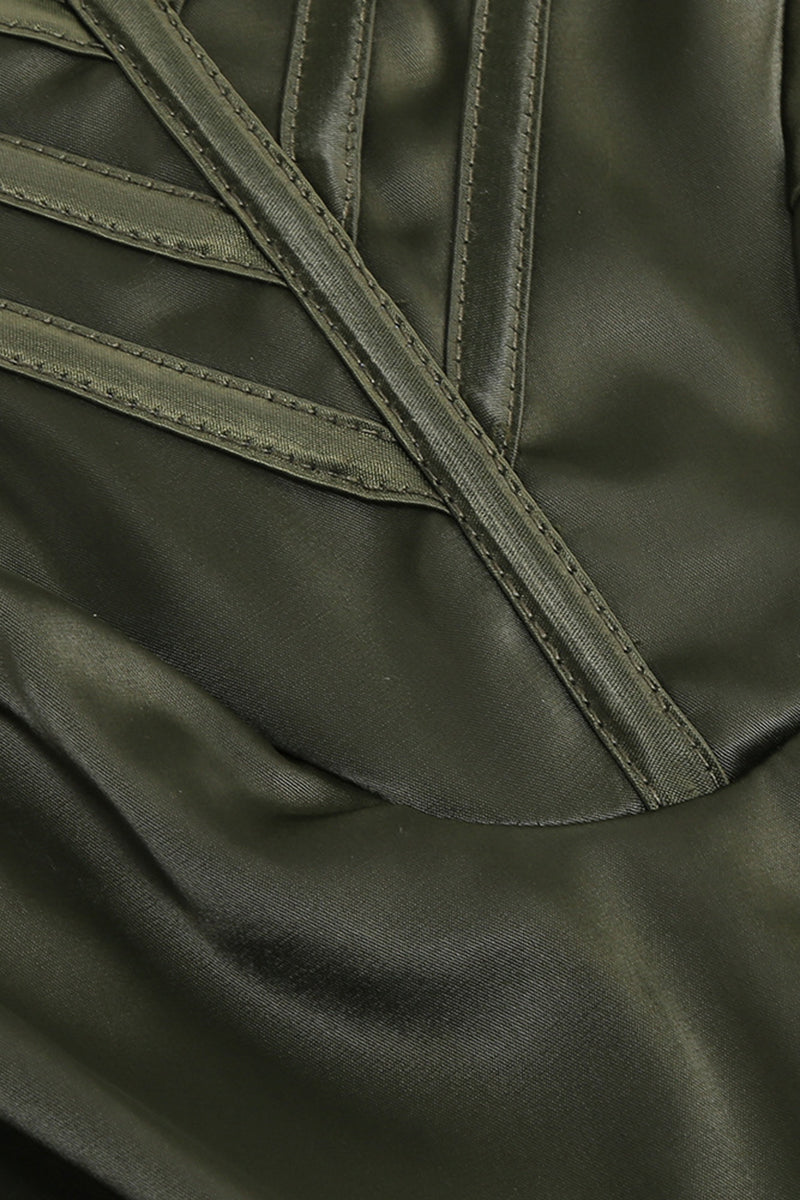 Irregular Neck Seam Corset Strapless High Slit Satin Evening Gown Slim Maxi Dresses