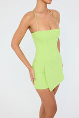 Cross Cami Boat Neck Backless Asymmetric Hem Bodycon Mini Dresses
