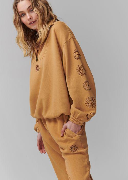 Embroidered Hoodie Pant Set Tracksuit - Yellow