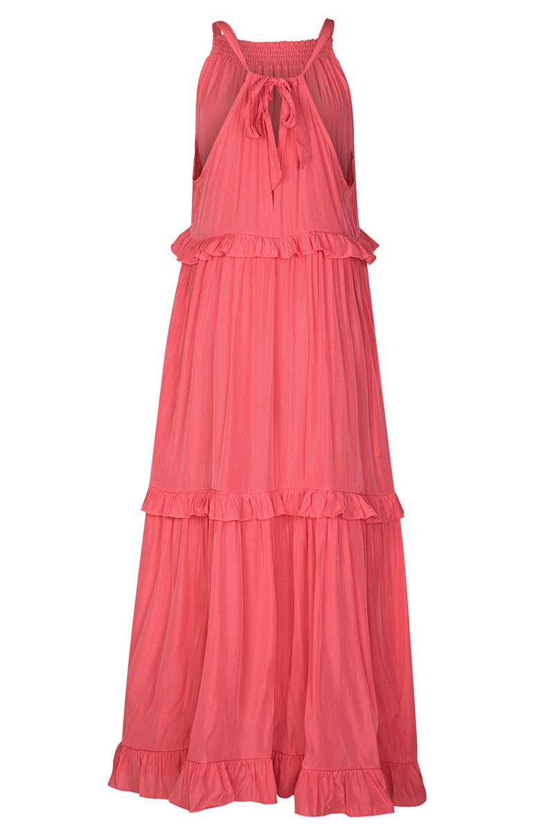 Ruffled Tiered Sleeveless Irregular Vacation Maxi Dresses