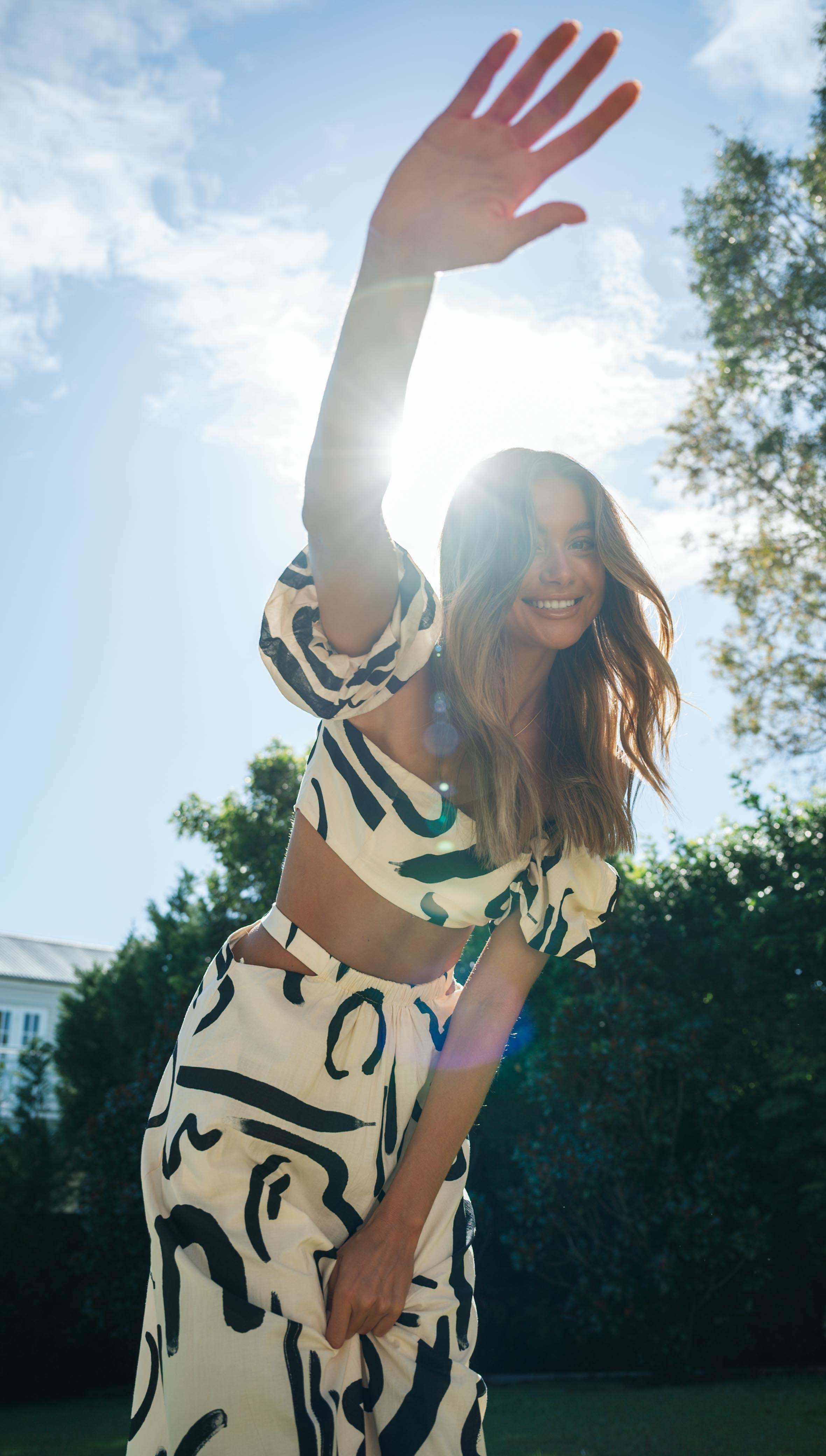 Doodle Printed Off-shoulder Maxi Dress Matching Set