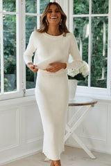 Knit Long Sleeve SweaterTwo Piece Maxi Skirt Set