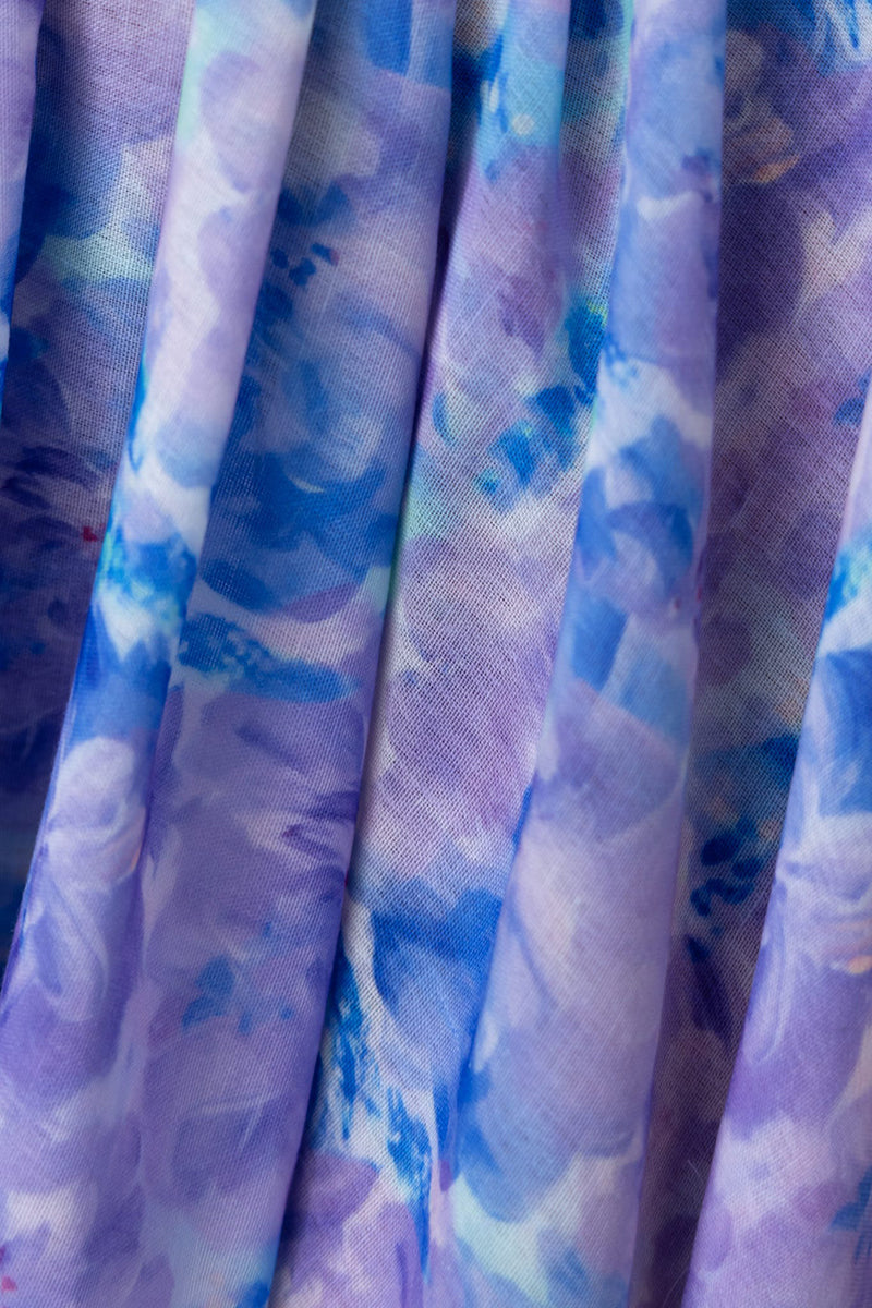 Floral Print V Neck Asymmetric Hem Vacation Maxi Dresses-Purple