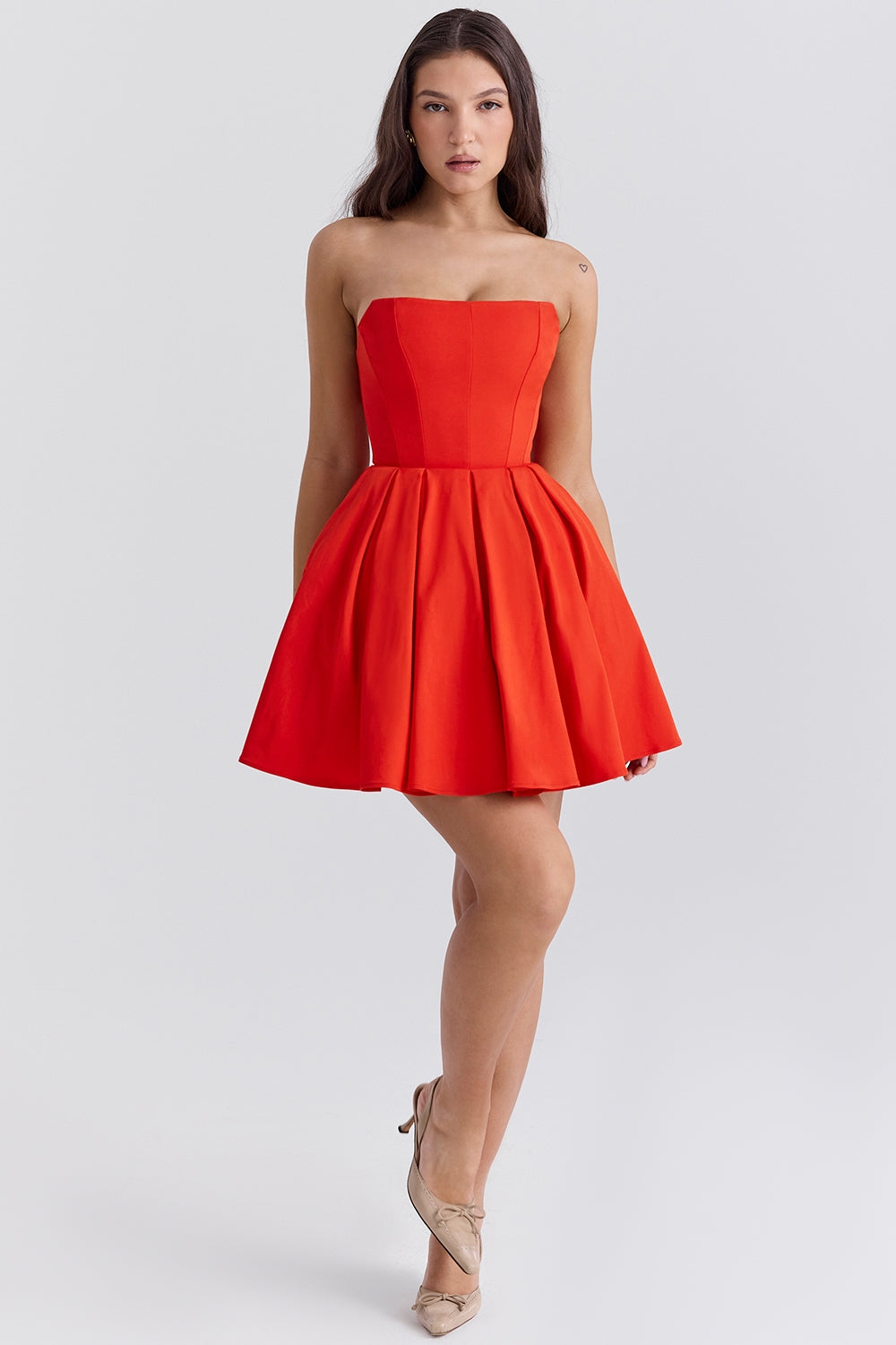 Boat Neck Corset A-Line Mini Tube Dresses-White