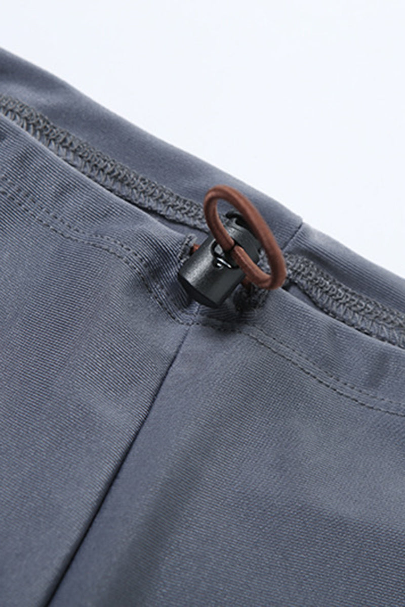 Drawstring Sweetheart Neck Cami Tank Top Wide Leg Pants Matching Set-Grey