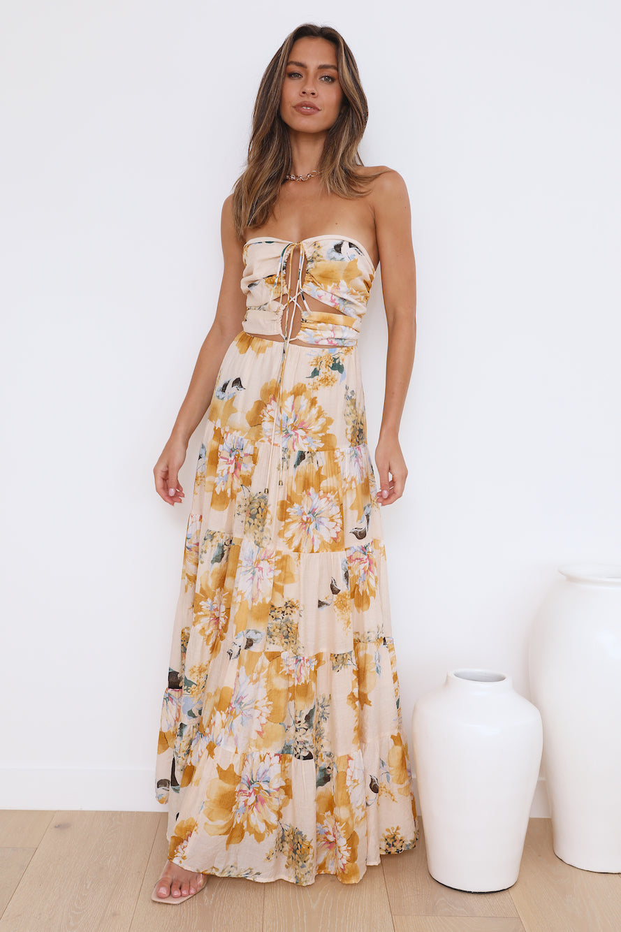 Cutout Halter Print Tiered Backless Vacation Maxi Dresses