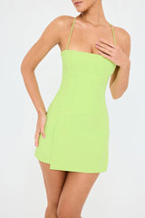 Cross Cami Boat Neck Backless Asymmetric Hem Bodycon Mini Dresses