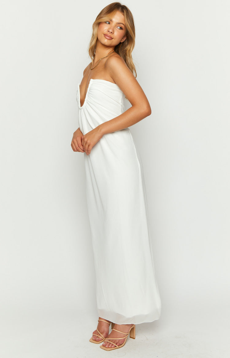 Off Shoulder Notched V Neck Ruched Formal Party Layered Plain Maxi Dresses-Yellow
