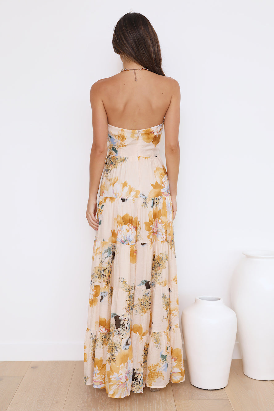 Cutout Halter Print Tiered Backless Vacation Maxi Dresses