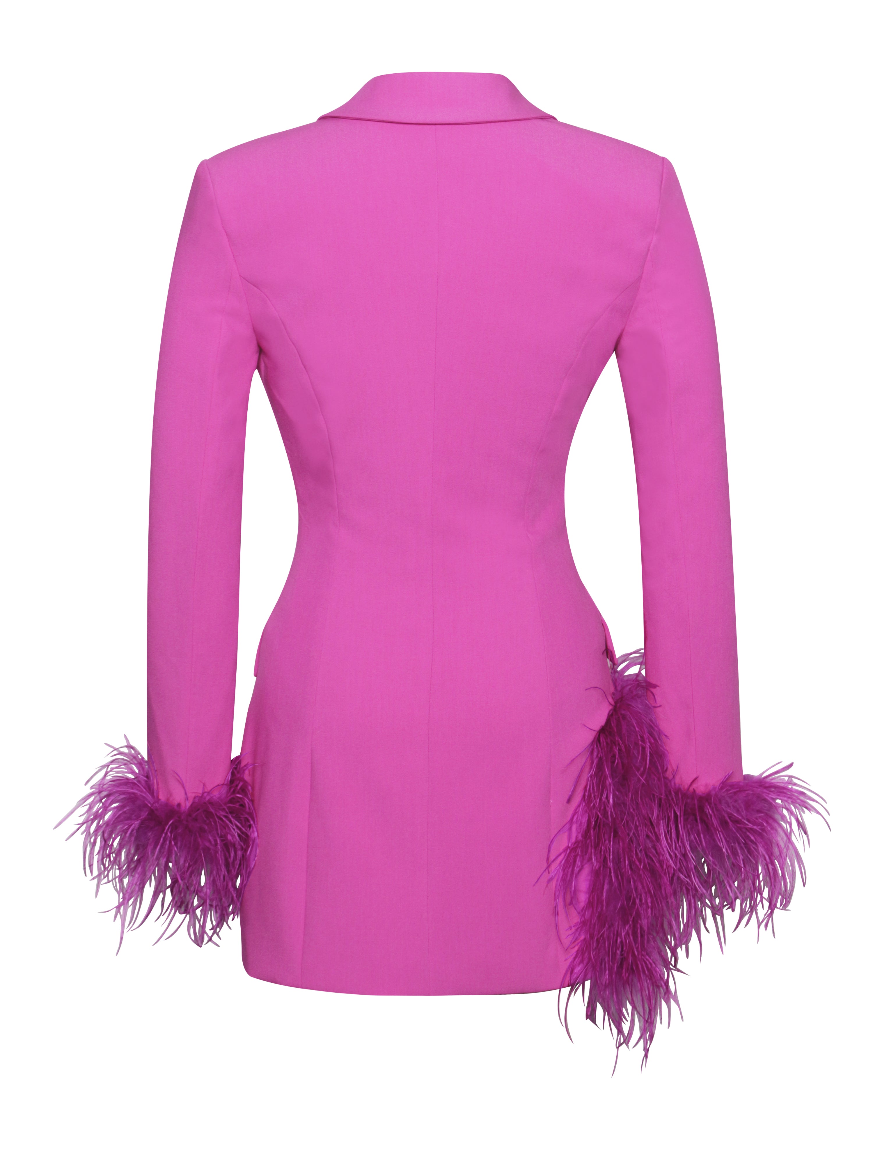 V Neck Feather Trim Blazer Party Mini Dresses