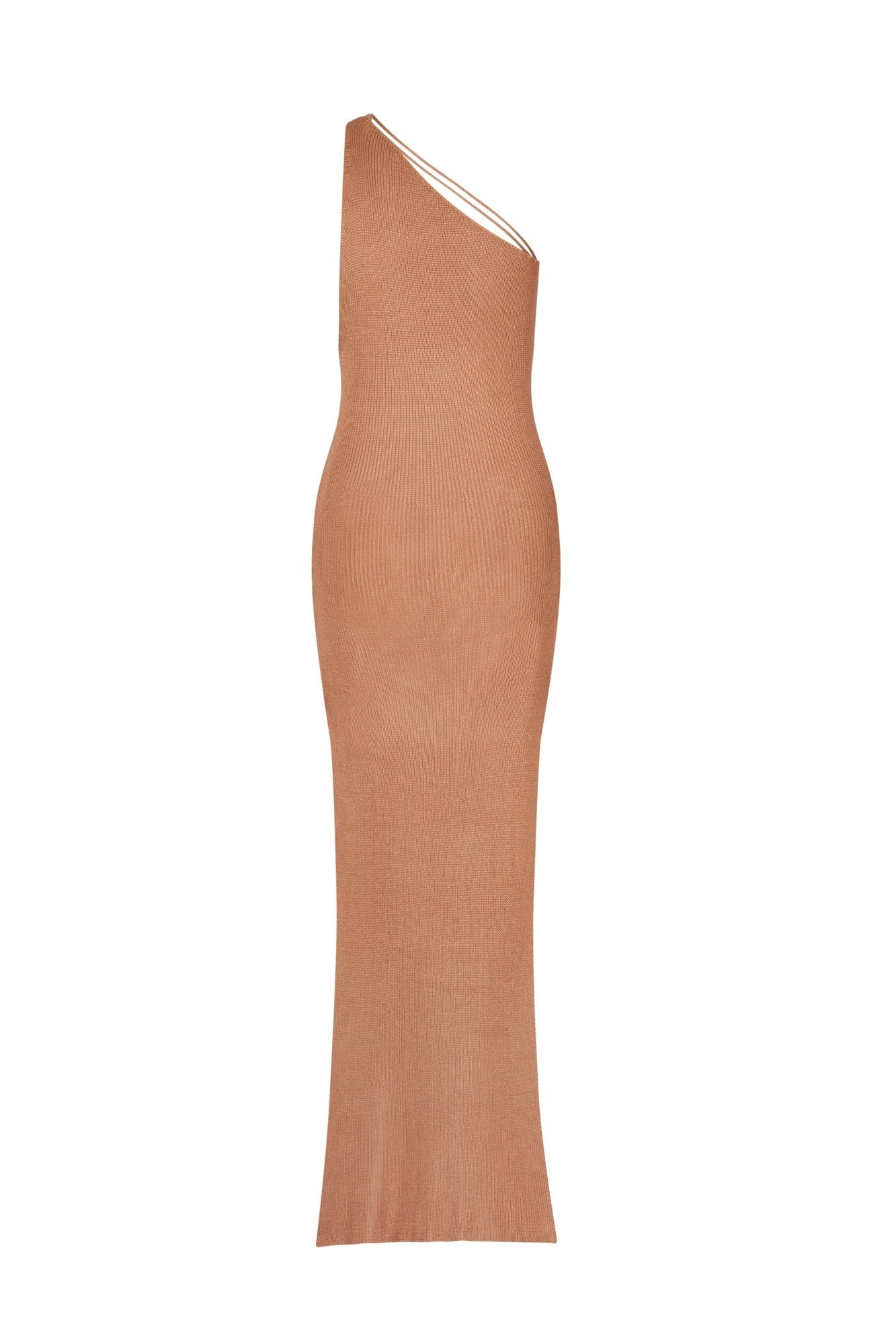 Holiday Knit One Shoulder Slit Maxi Dresses