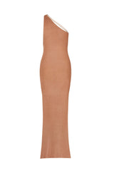 Holiday Knit One Shoulder Slit Maxi Dresses