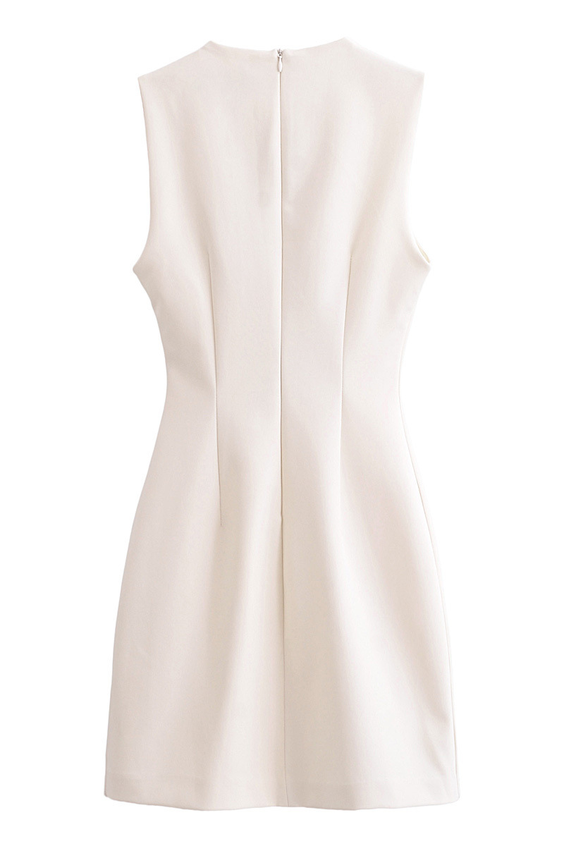 Buckle Decor Cutout Slim Fit Mini Tank Dresses-White