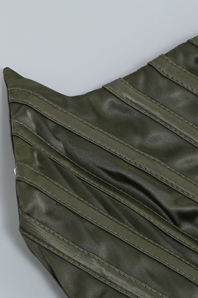 Irregular Neck Seam Corset Strapless High Slit Satin Evening Gown Slim Maxi Dresses