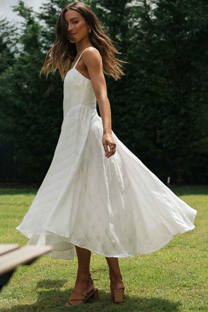 Striped Sleeveless Irregular Flowy Hem Midi Dresses