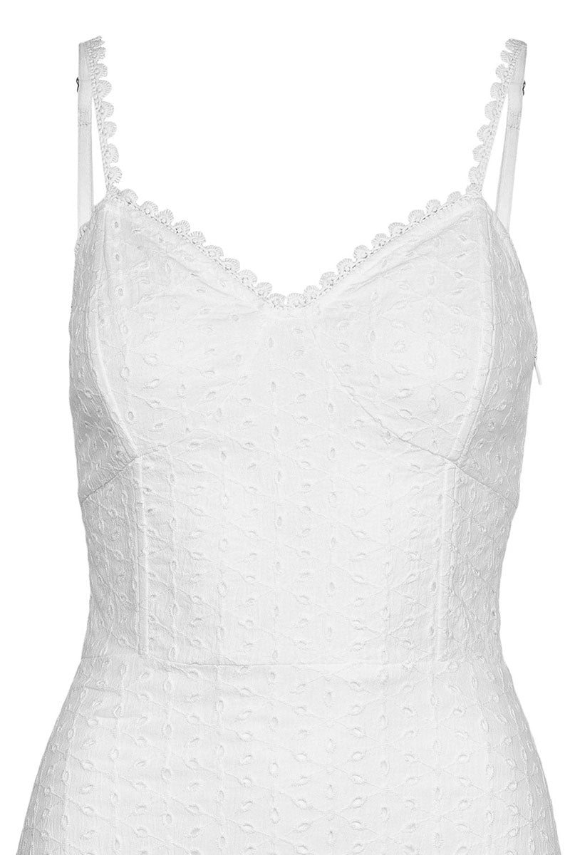 V Neck Hollow Out Slim Fit Layered Mini Dresses-White