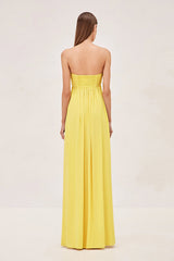 Strapless Front Slit Long Tunic Top Wide Leg Pants Plain Matching Set