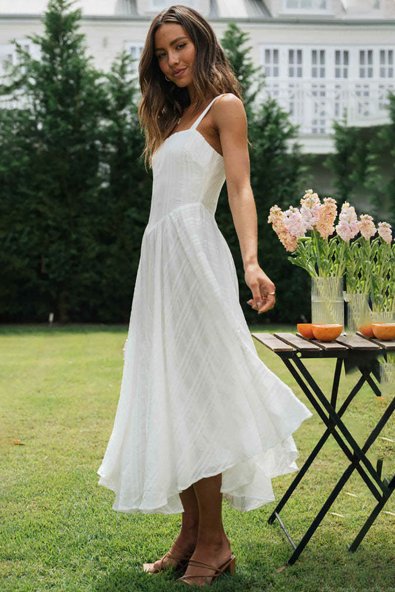 Striped Sleeveless Irregular Flowy Hem Midi Dresses
