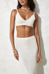 Knit Sleeveless Cropped Top Side Slit Maxi Skirt Set