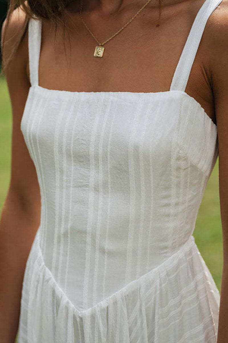 Striped Sleeveless Irregular Flowy Hem Midi Dresses