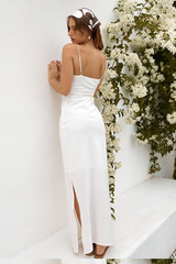 Floral Crochet Pattern Slim Fit Maxi Strappy Dresses-White Pre Order