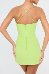 Cross Cami Boat Neck Backless Asymmetric Hem Bodycon Mini Dresses