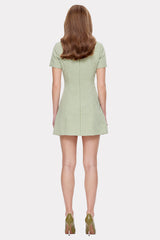 Plaid Print Button Up Doll Collar A-Line Mini Dresses-Green Pre Order