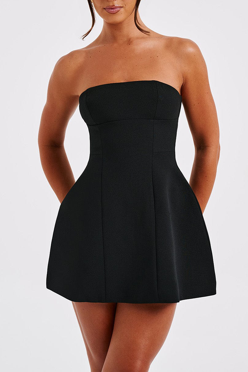Boat Neck A-Line Wide Hem Cocktail Party Mini Tank Dresses-CHZ01