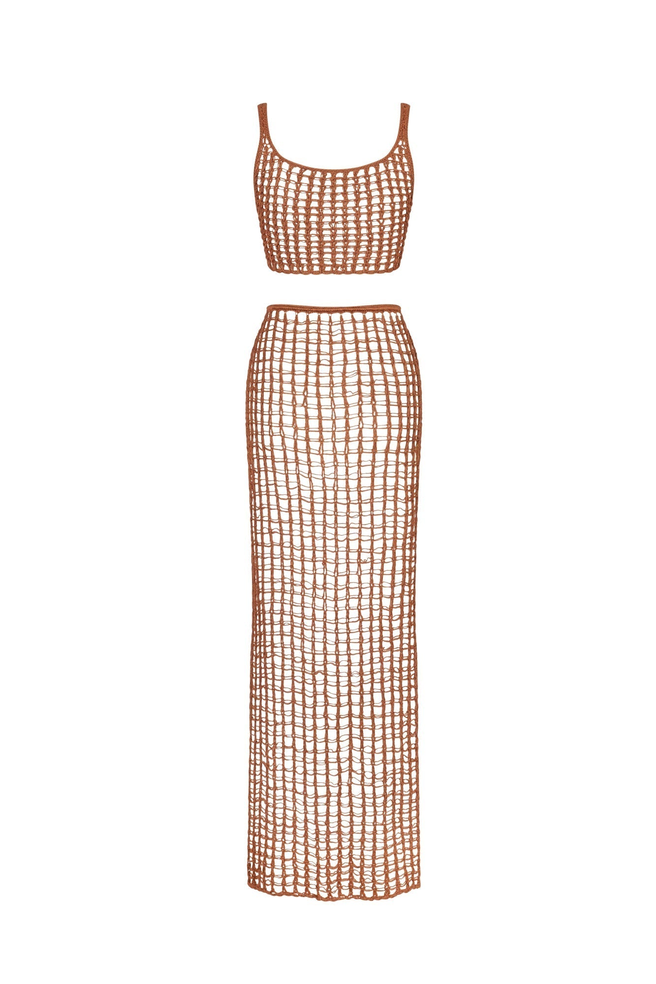 Y2K Fashions 2 Pcs Cover Up Knit Vest Slit Maxi Dress Set
