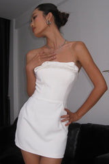 Bow Decor Slim-Fit Birthday Party Mini Tube Dresses-White