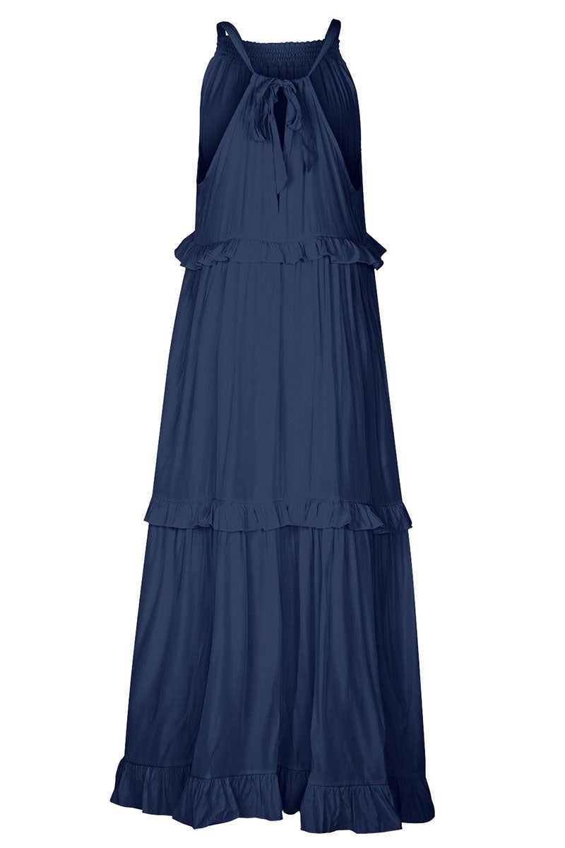 Ruffled Tiered Sleeveless Irregular Vacation Maxi Dresses
