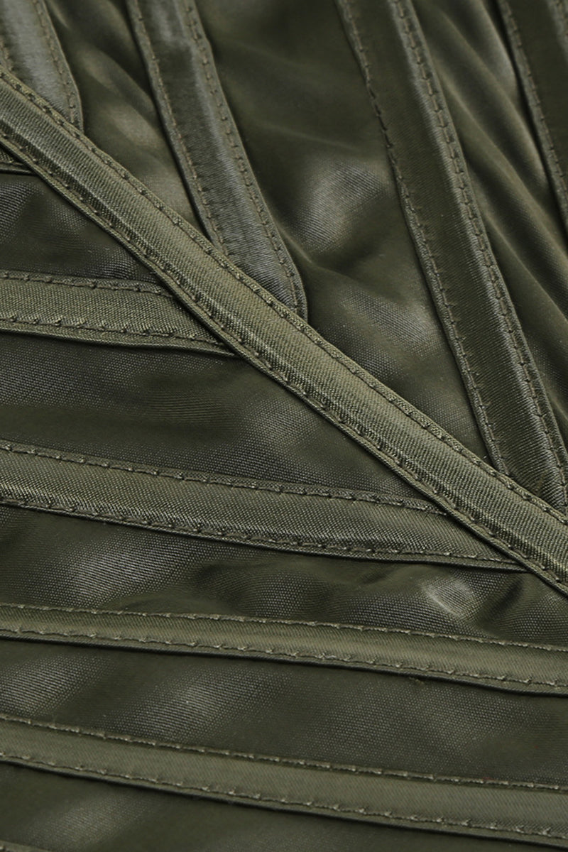 Irregular Neck Seam Corset Strapless High Slit Satin Evening Gown Slim Maxi Dresses