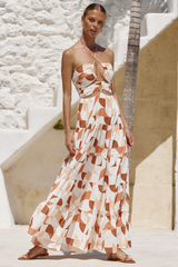 Vacation Halterneck Print Maxi Dresses