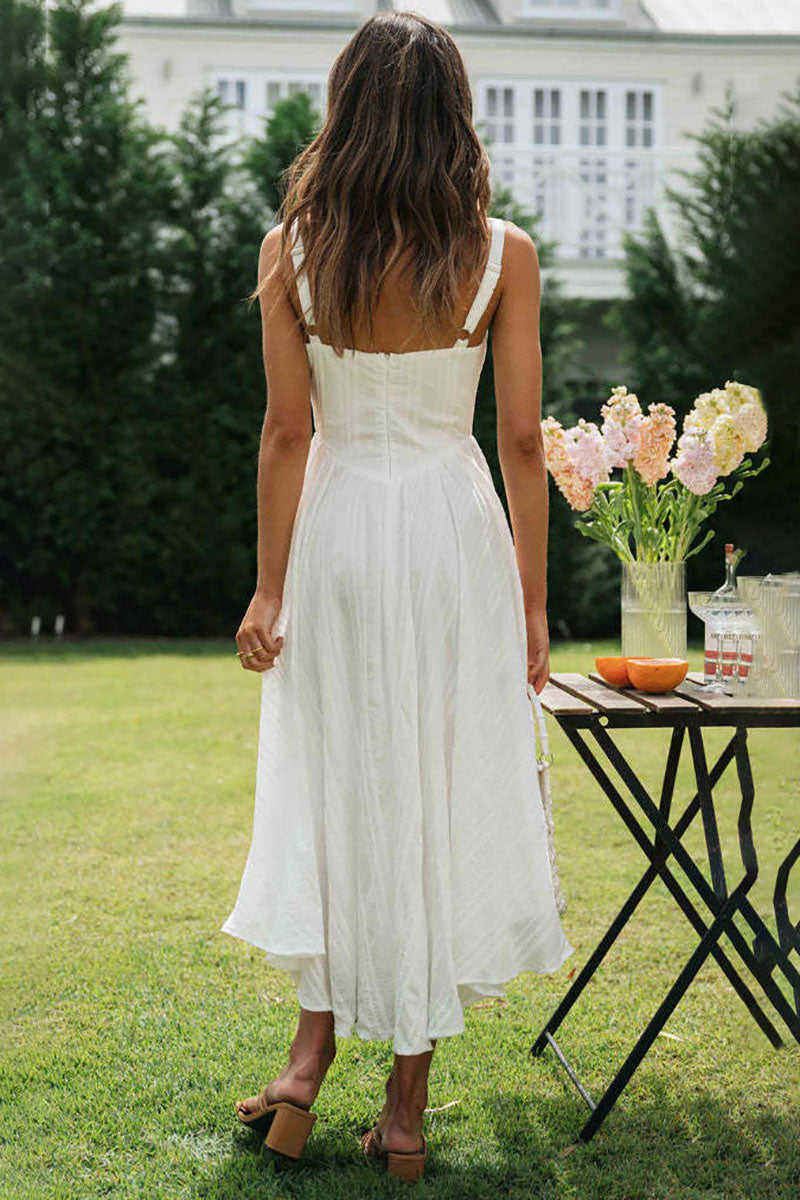 Striped Sleeveless Irregular Flowy Hem Midi Dresses